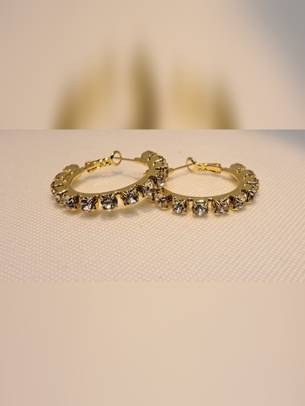 Amazon Gold Hoop Earrings with Clear Accent Stones